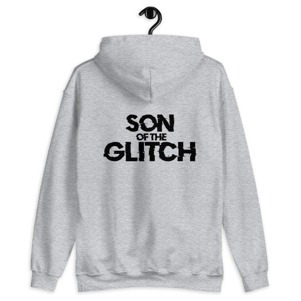 Son of the glitch - Unisex Hoodie (black text) by DarkByteGear