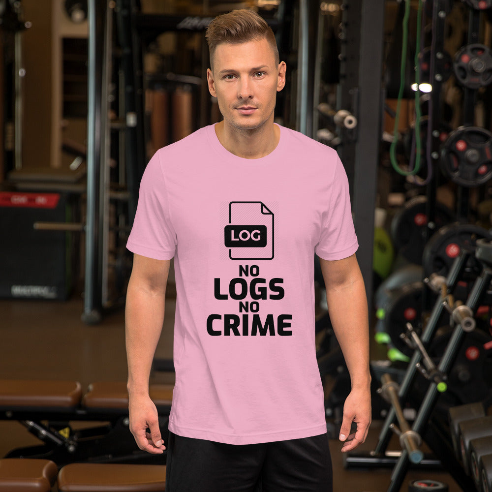 No logs no crime - Short-Sleeve Unisex T-Shirt (black text ) by DarkByteGear