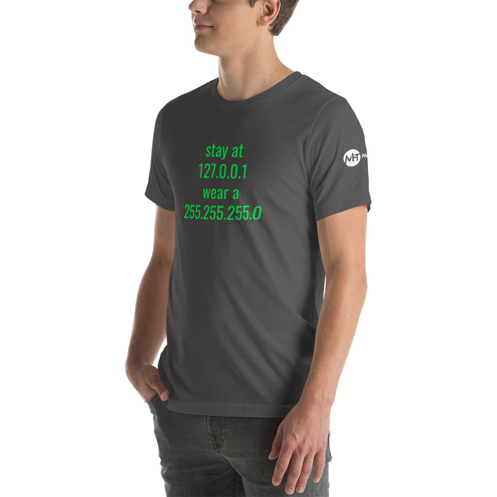 stay at at home, wear a mask - Short-Sleeve Unisex T-Shirt (with all sides designs) by DarkByteGear