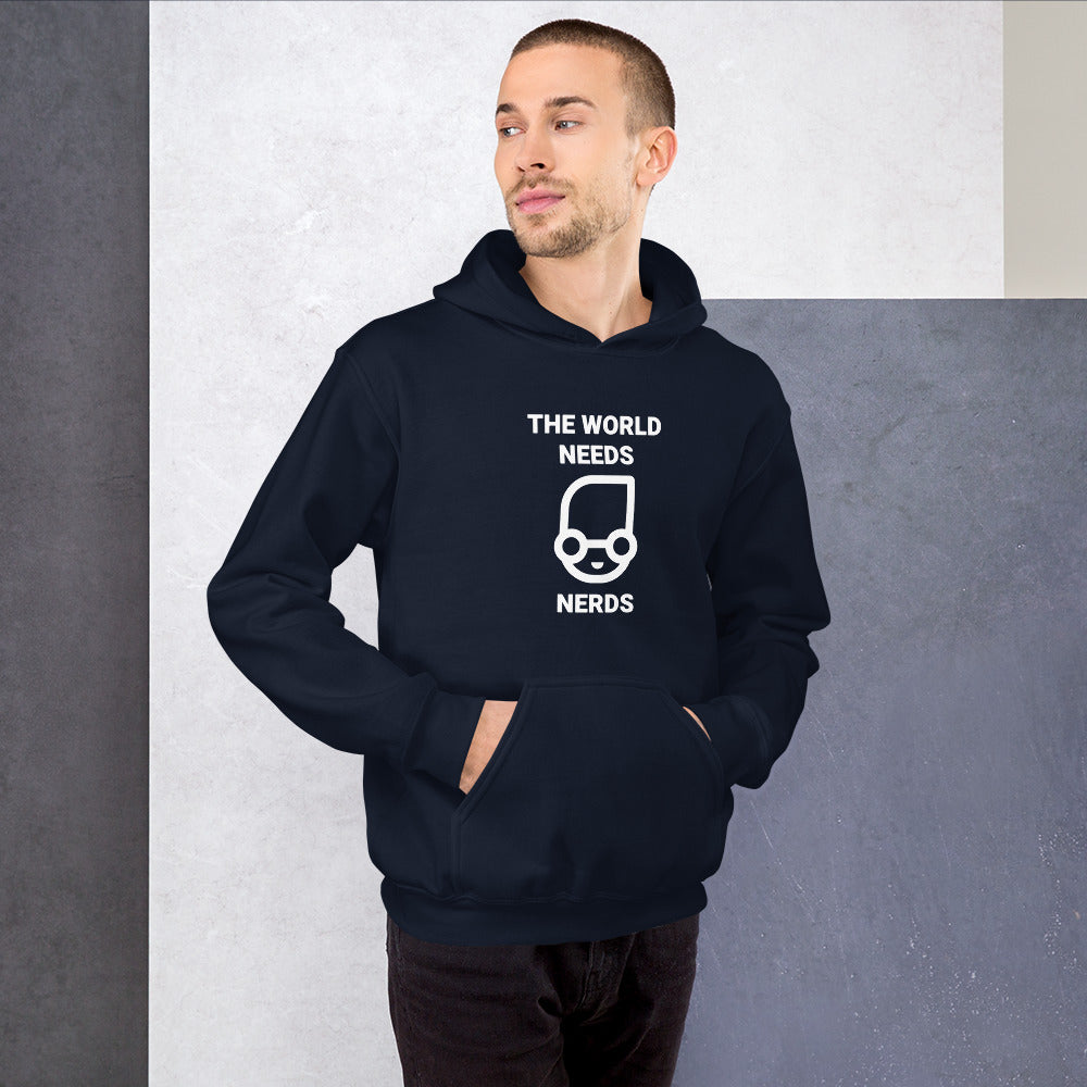 The world needs nerds - Unisex Hoodie (white text) by DarkByteGear
