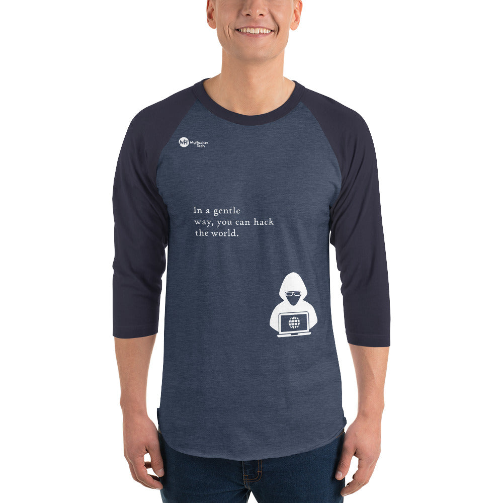 You can hack the world - 3/4 sleeve raglan shirt (white text) by DarkByteGear