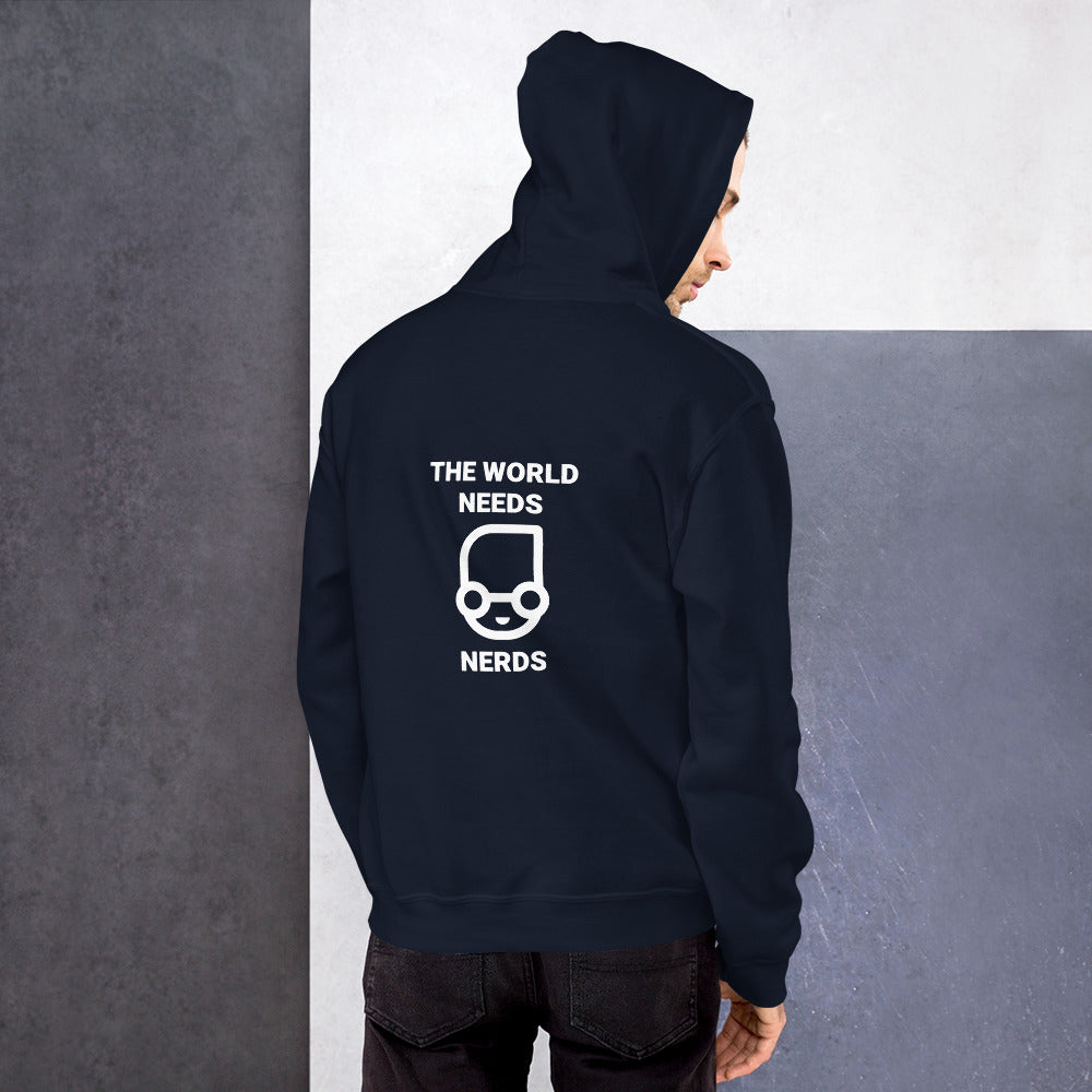 The world needs nerds - Unisex Hoodie (white text) by DarkByteGear