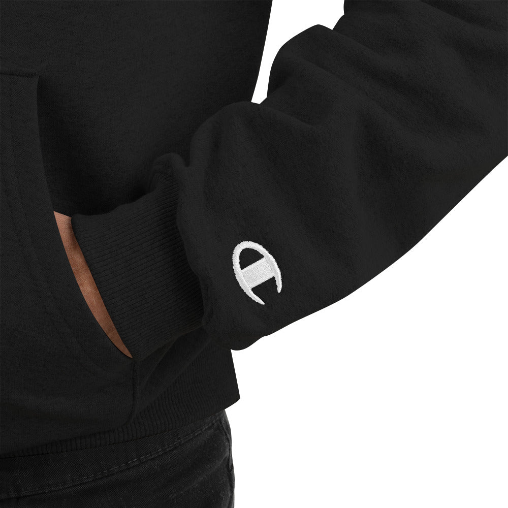 You can hack the world - Champion Hoodie (white text) by DarkByteGear