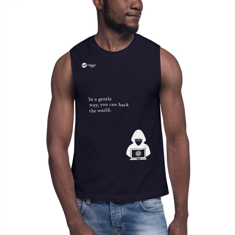 You can hack the world - Muscle Shirt (white text) by DarkByteGear