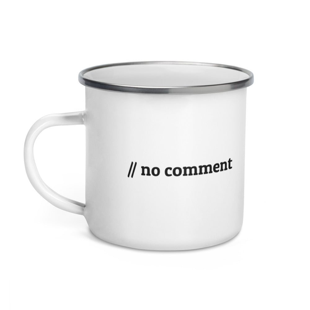 // no comment - Enamel Mug by DarkByteGear