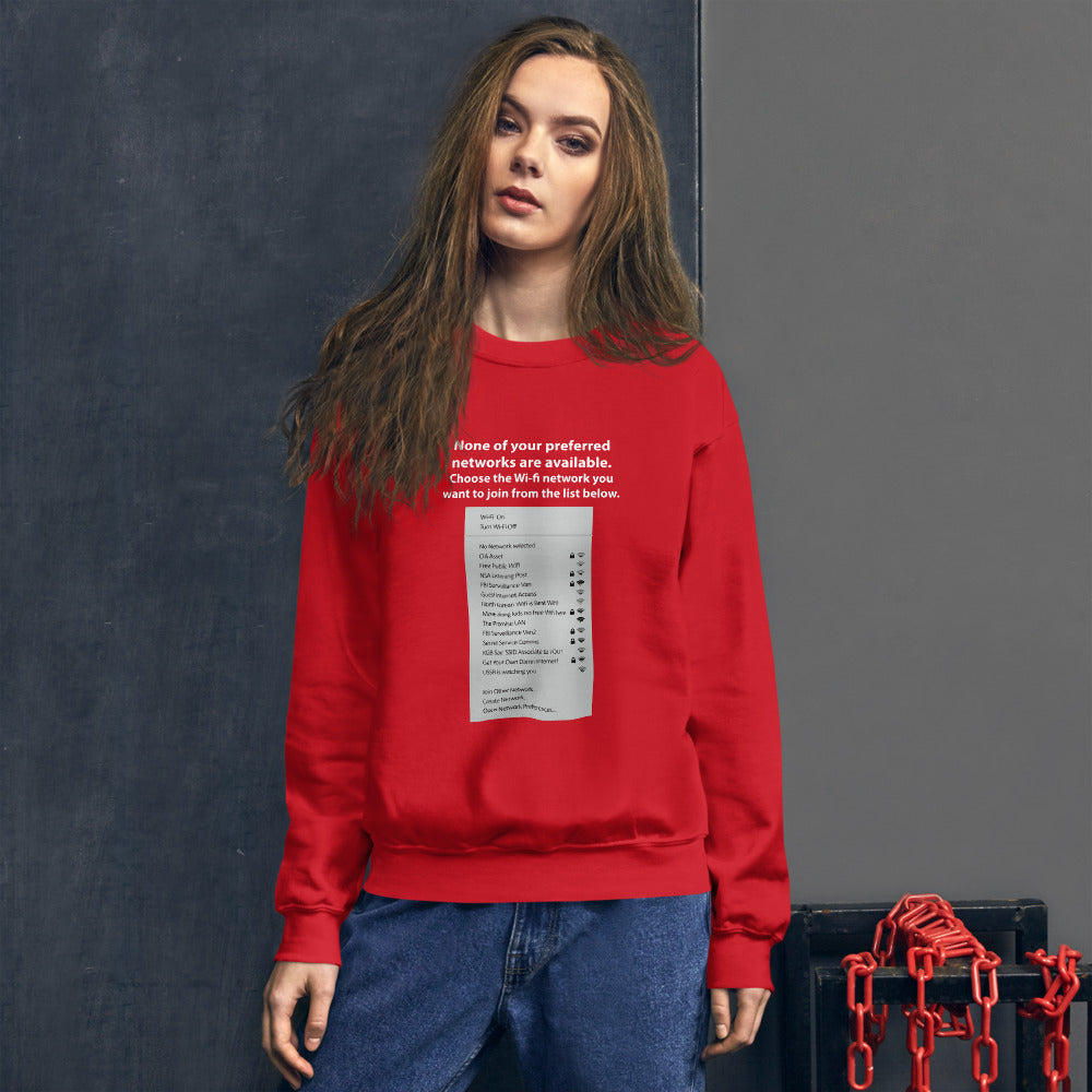 None of your preferred networks are available - Unisex Sweatshirt (whit text) by DarkByteGear