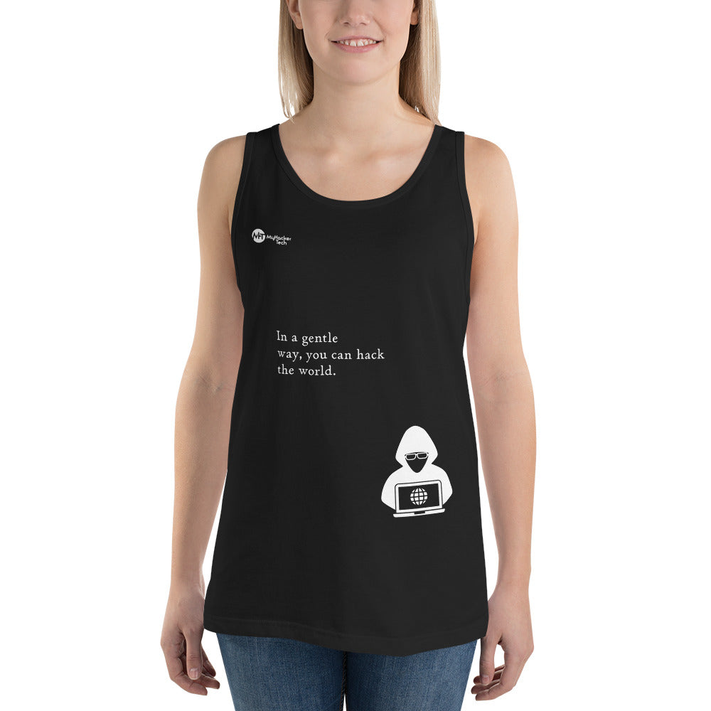 You can hack the world - Unisex Tank Top (white text) by DarkByteGear