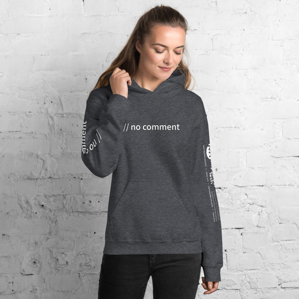 // no comment - Unisex Hoodie ( with sleeve and front designs ) by DarkByteGear