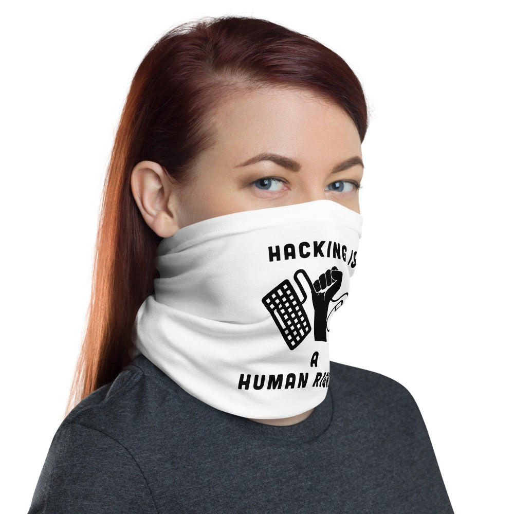 Hacking is a human right - Neck Gaiter (black text) by DarkByteGear