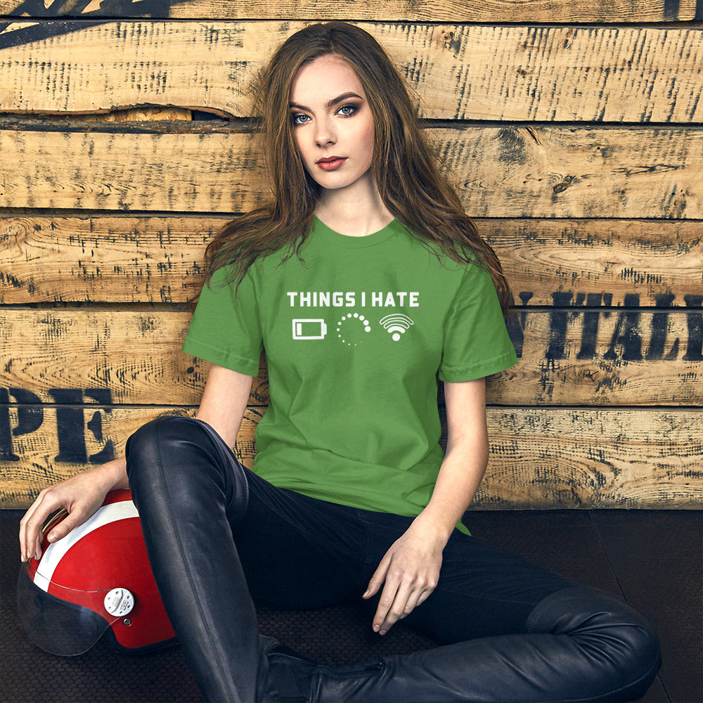 Things I hate - Short-Sleeve Unisex T-Shirt (white text) by DarkByteGear
