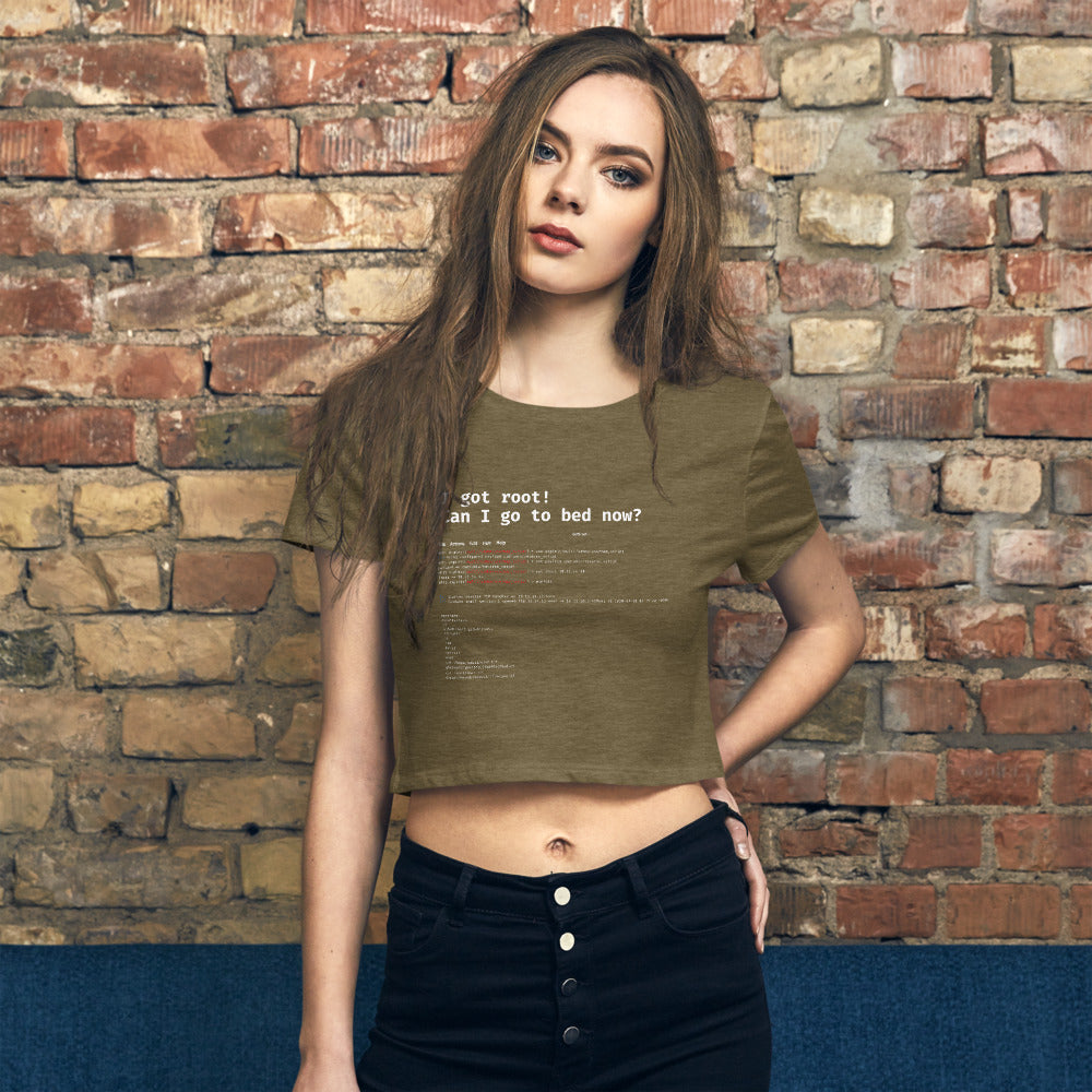 I got root! Can I go to bed now? - Women’s Crop Tee by DarkByteGear