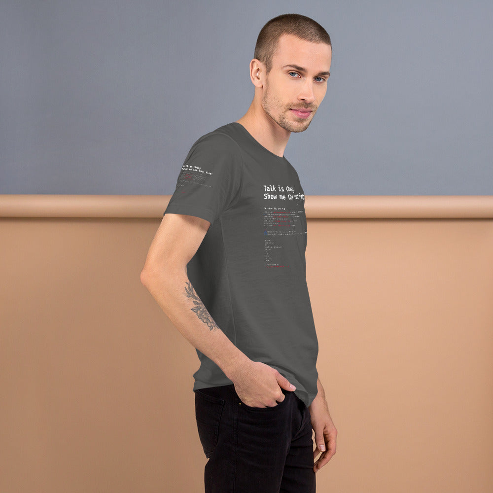 Talk is cheap show me the root flag - Short-Sleeve Unisex T-Shirt by DarkByteGear