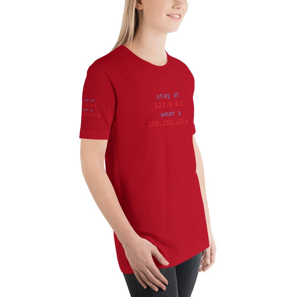 stay at at home, wear a mask - Short-Sleeve Unisex T-Shirt (v1 all sides design) by DarkByteGear