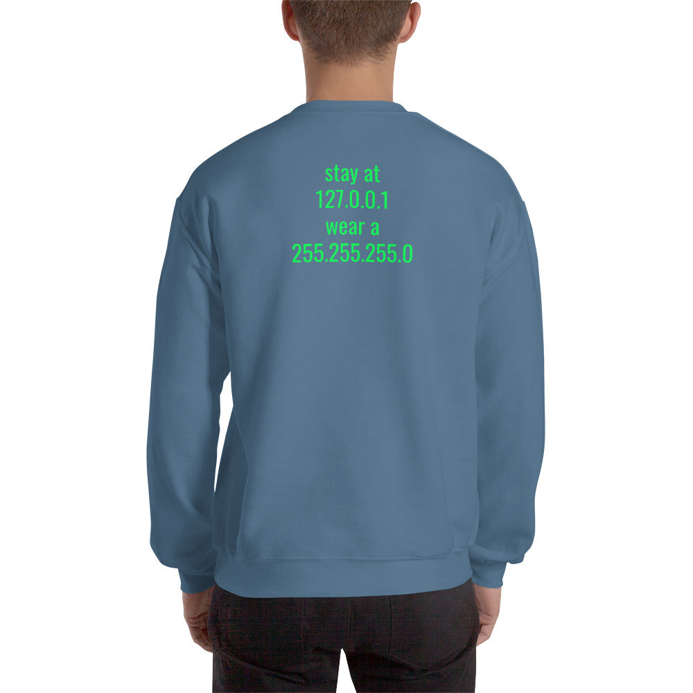 stay at at home, wear a mask - Unisex Sweatshirt (with back design) by DarkByteGear