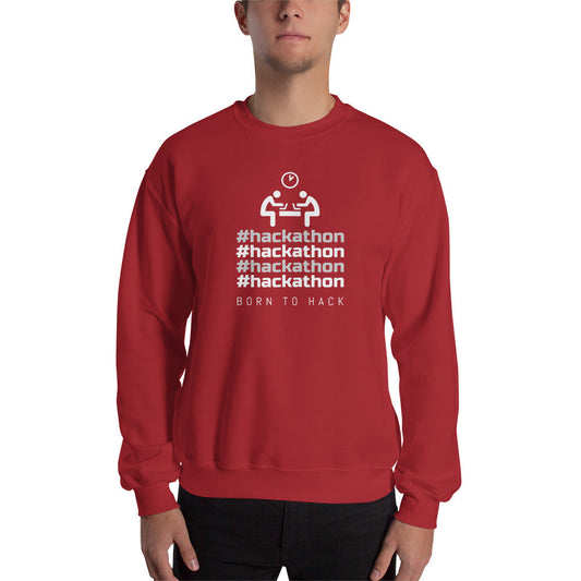 #hackathon - Unisex Sweatshirt (white text) by DarkByteGear