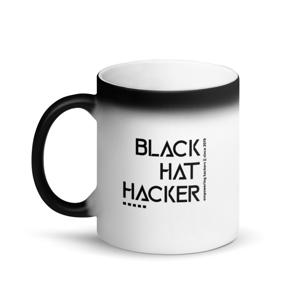 Black Hat Hacker v1 - Matte Black Magic Mug by DarkByteGear