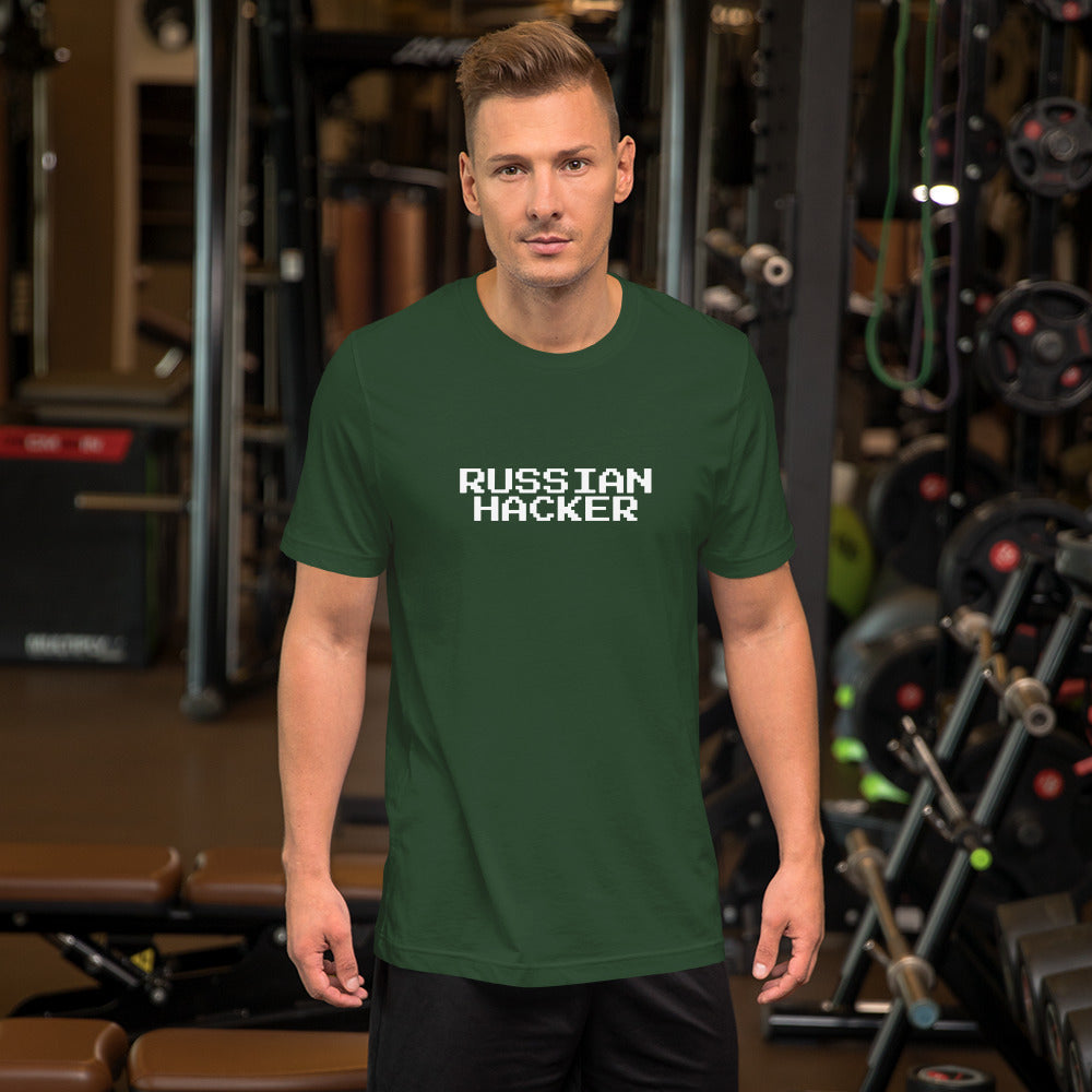 Russian Hacker - Short-Sleeve Unisex T-Shirt (white text) by DarkByteGear