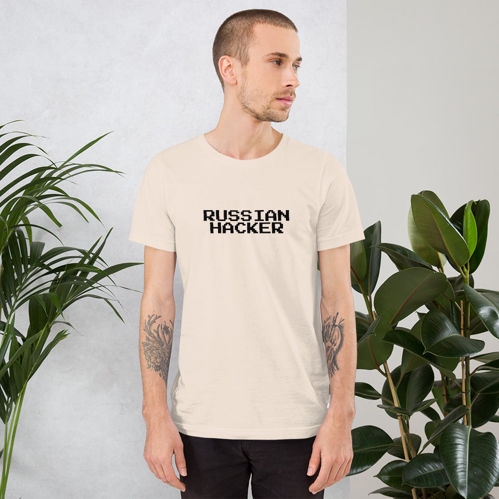 Russian Hacker - Short-Sleeve Unisex T-Shirt (black text) by DarkByteGear