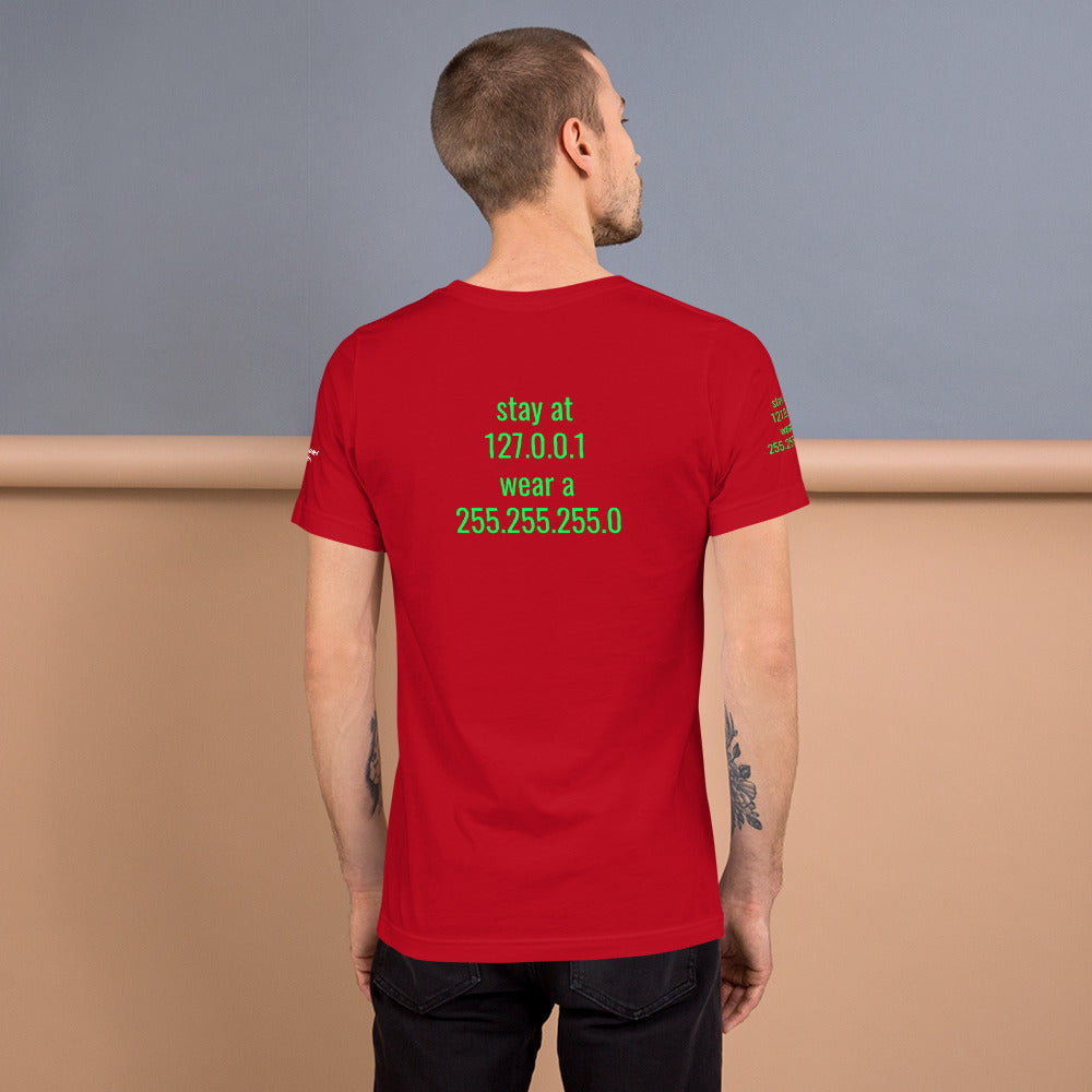 stay at at home, wear a mask - Short-Sleeve Unisex T-Shirt (with back design) by DarkByteGear