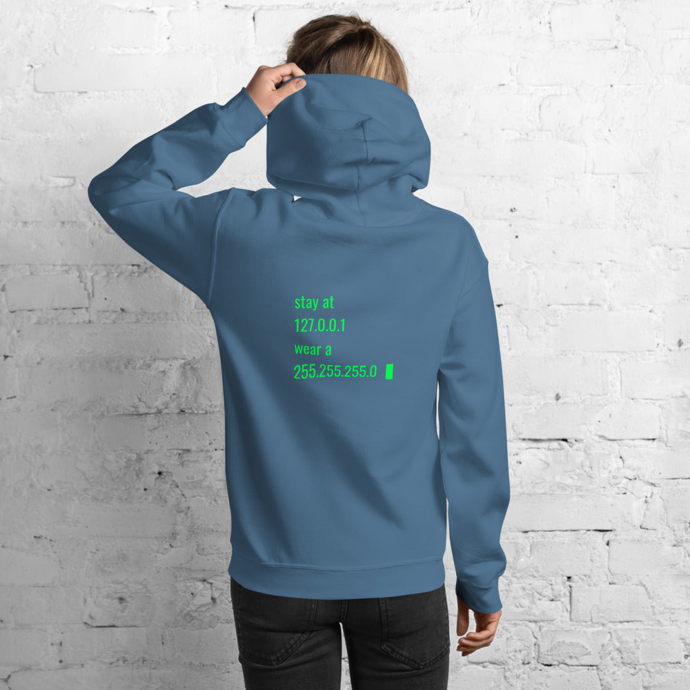 stay at at home, wear a mask v2 - Unisex Hoodie (with back design) by DarkByteGear
