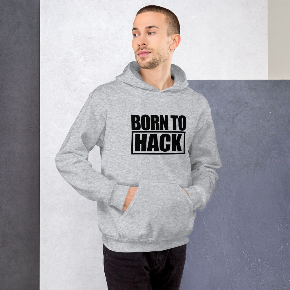 Born to hack - Hooded Sweatshirt (black text) by DarkByteGear