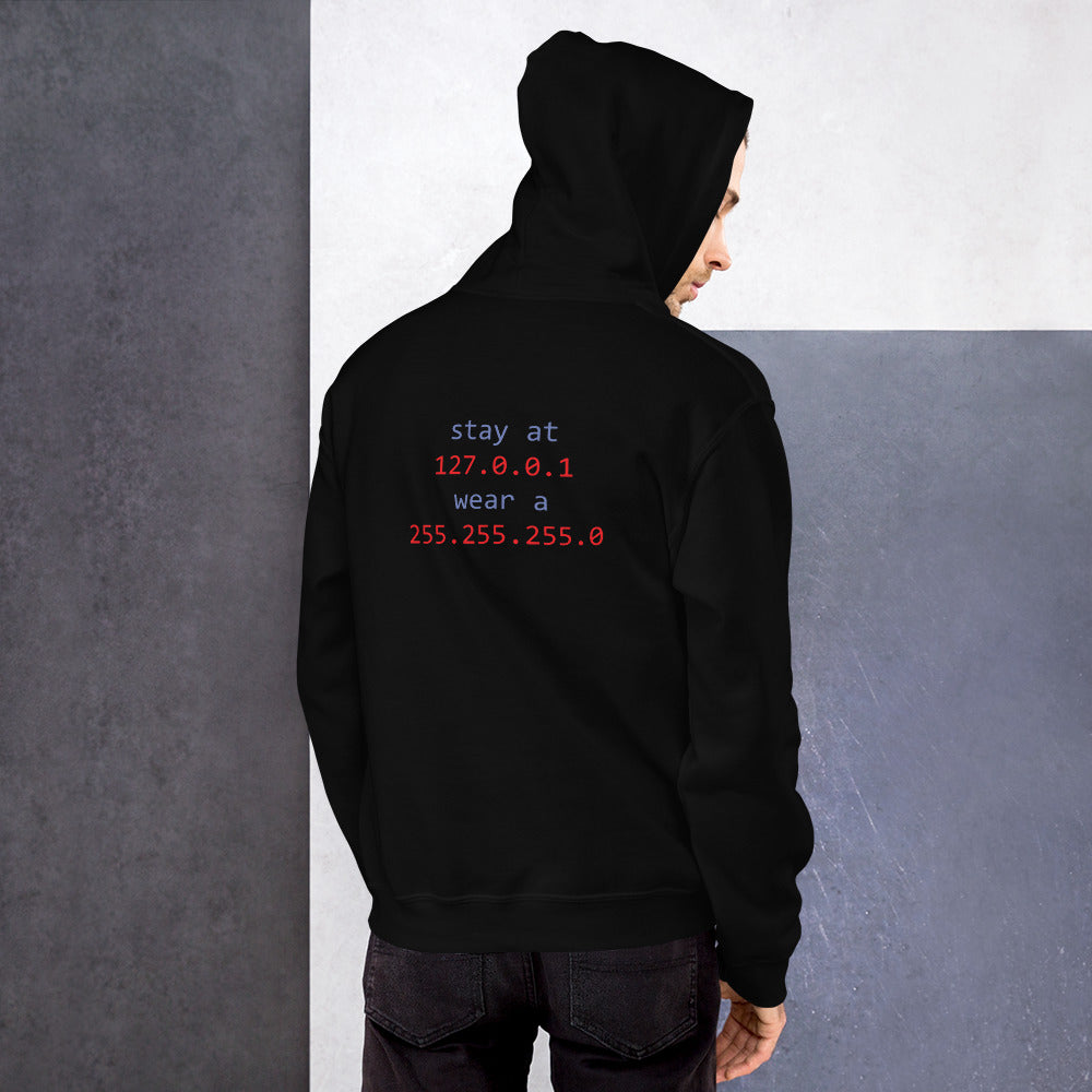 stay at at home, wear a mask v1 - Unisex Hoodie (with back design) by DarkByteGear