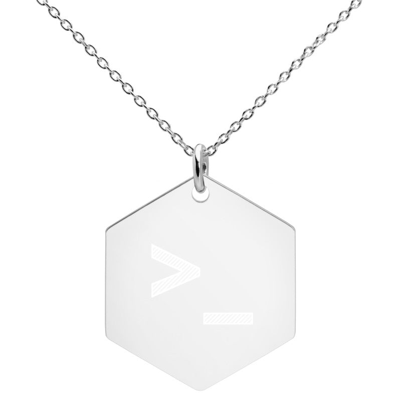 CLI - Engraved Silver Hexagon Necklace by DarkByteGear