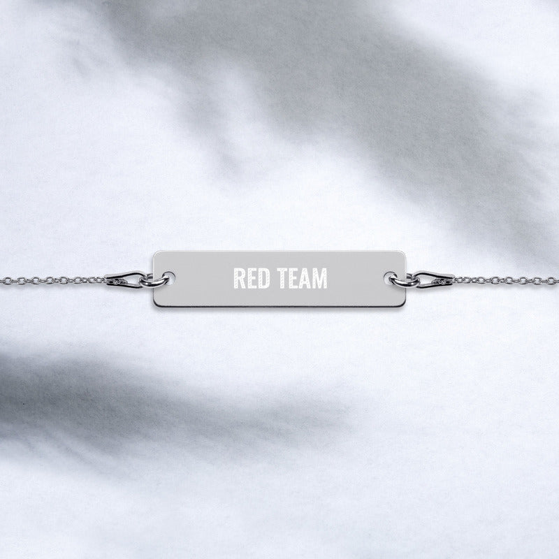 Cyber Security Red team - Engraved Silver Bar Chain Bracelet by DarkByteGear