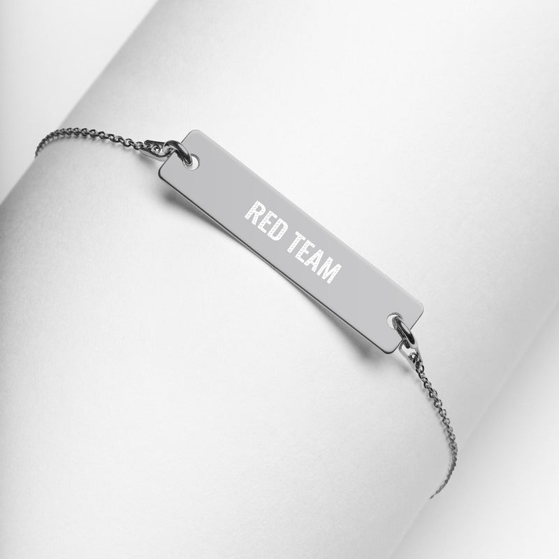 Cyber Security Red team - Engraved Silver Bar Chain Bracelet by DarkByteGear
