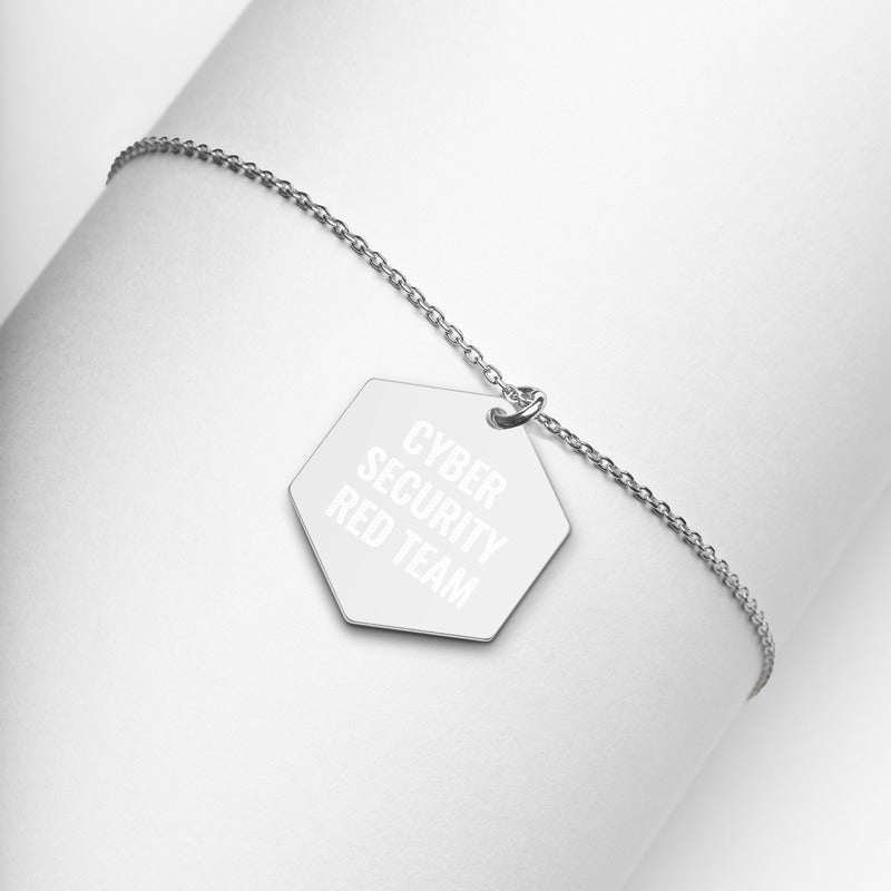Cyber Security Red Team - Engraved Silver Hexagon Necklace by DarkByteGear