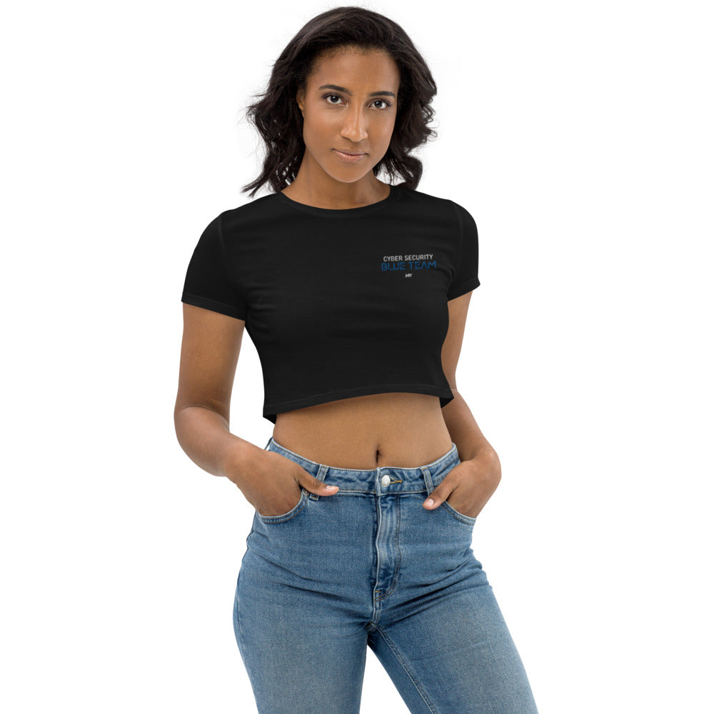 Cybersecurity Blue Team v4 - Organic Crop Top (embroidery) by DarkByteGear