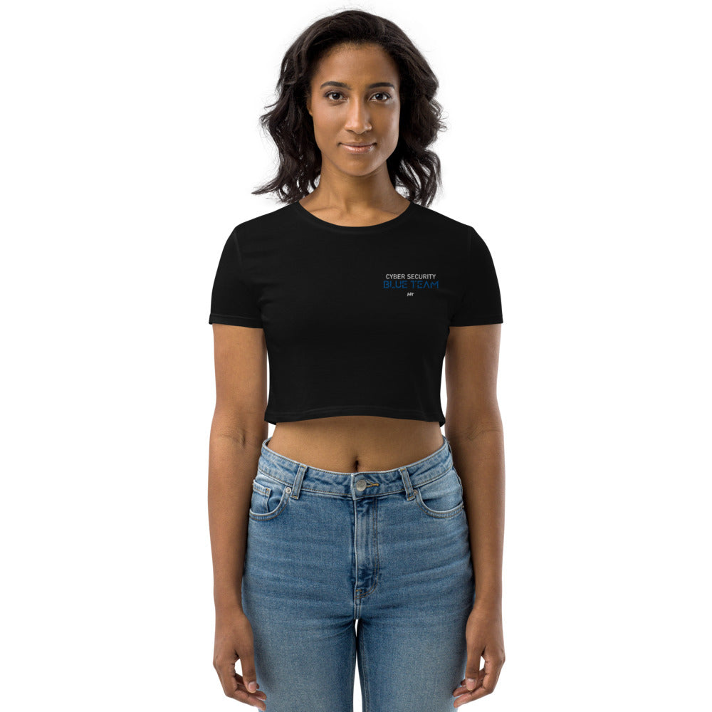 Cybersecurity Blue Team v4 - Organic Crop Top (embroidery) by DarkByteGear