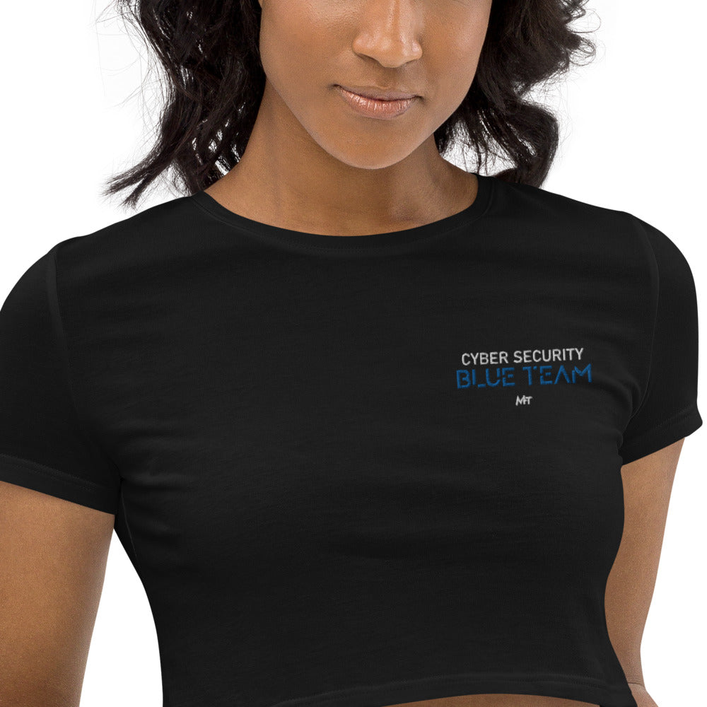 Cybersecurity Blue Team v4 - Organic Crop Top (embroidery) by DarkByteGear