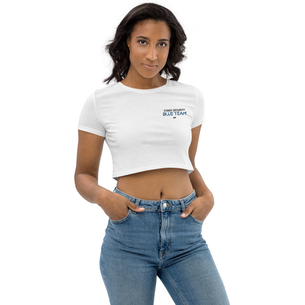 Cybersecurity Blue Team v4 - Organic Crop Top (embroidery) by DarkByteGear