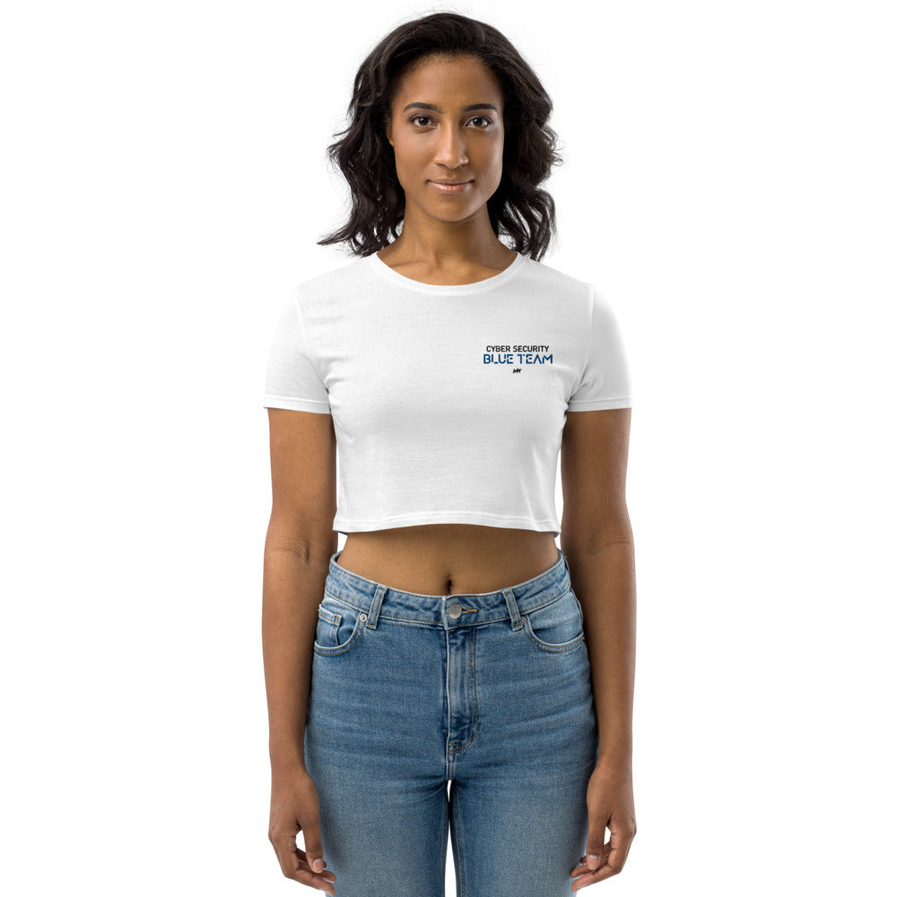 Cybersecurity Blue Team v4 - Organic Crop Top (embroidery) by DarkByteGear