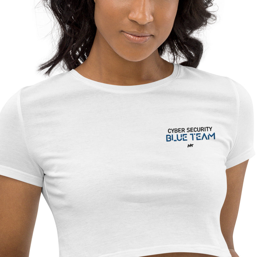 Cybersecurity Blue Team v4 - Organic Crop Top (embroidery) by DarkByteGear