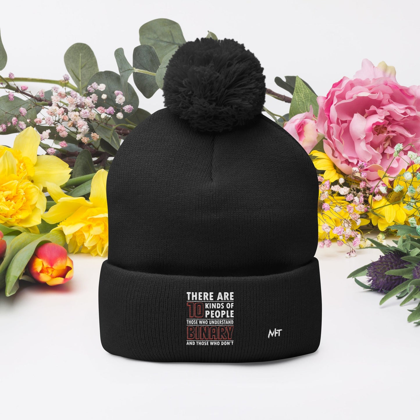 There are 10 kinds of People - Pom-Pom Beanie by DarkByteGear