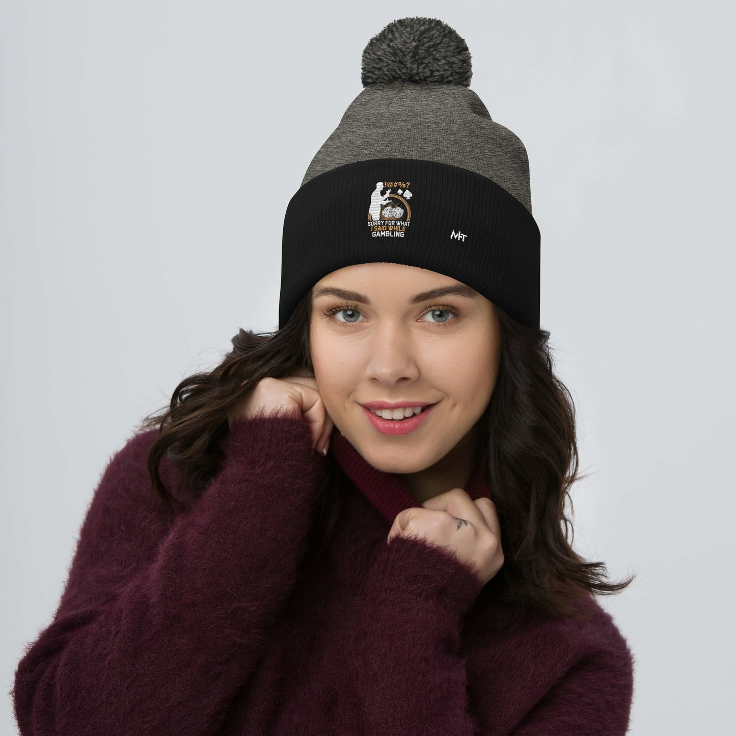 Sorry for what I Said while Gambling - Pom-Pom Beanie by DarkByteGear