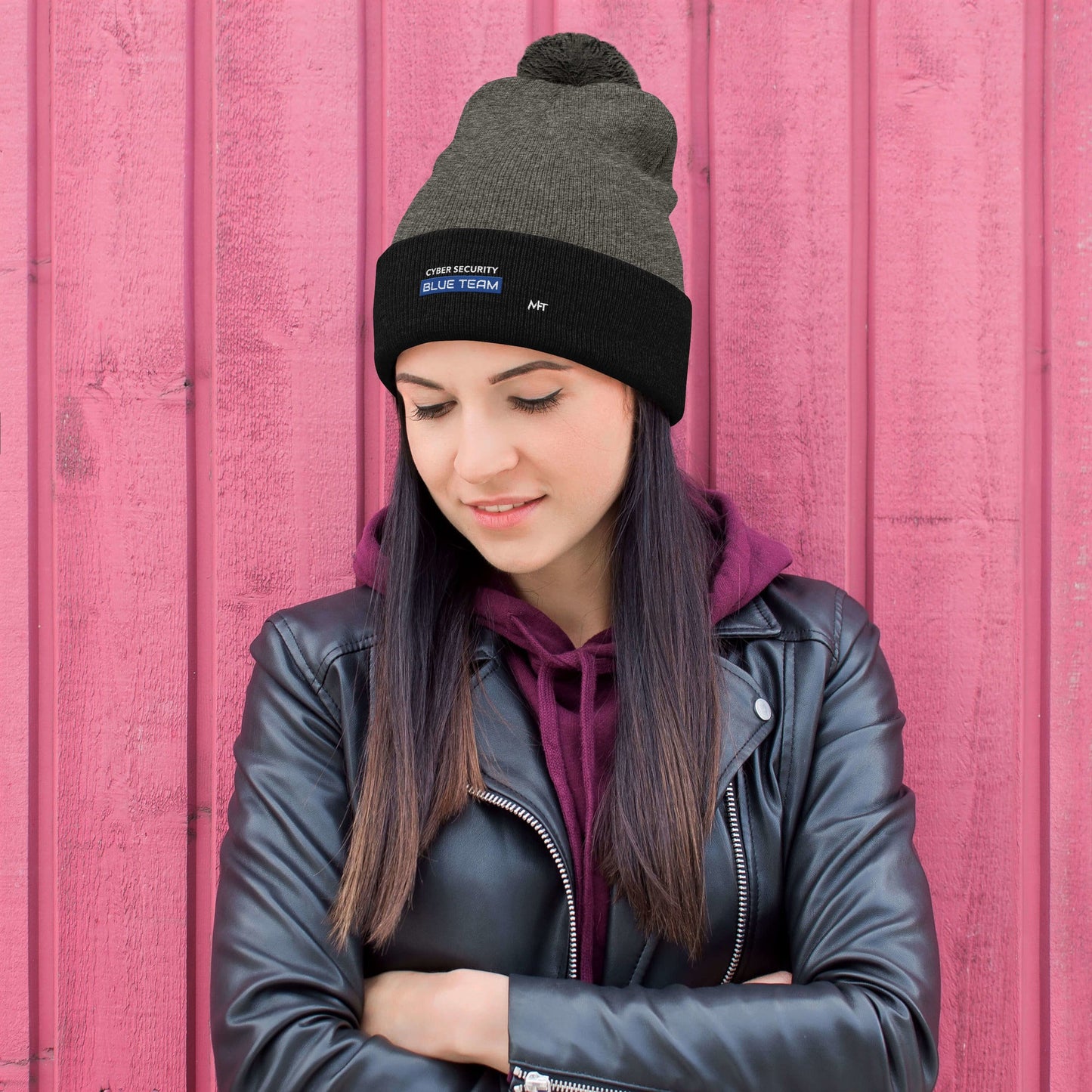 Cyber Security Blue Team V12 - Pom-Pom Beanie by DarkByteGear