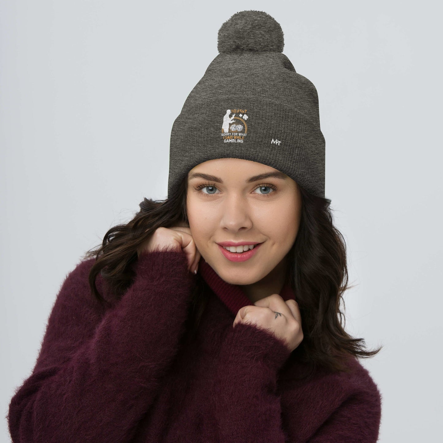Sorry for what I Said while Gambling - Pom-Pom Beanie by DarkByteGear