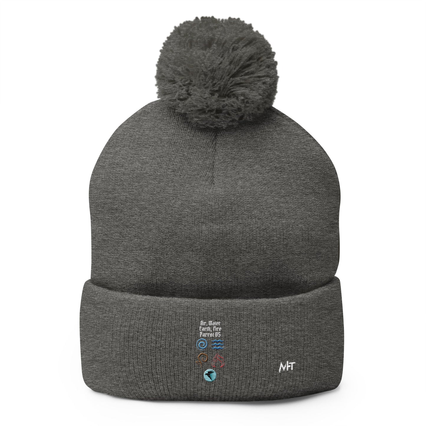 Air, Water, Earth, Fire, Parrot OS - Pom-Pom Beanie by DarkByteGear