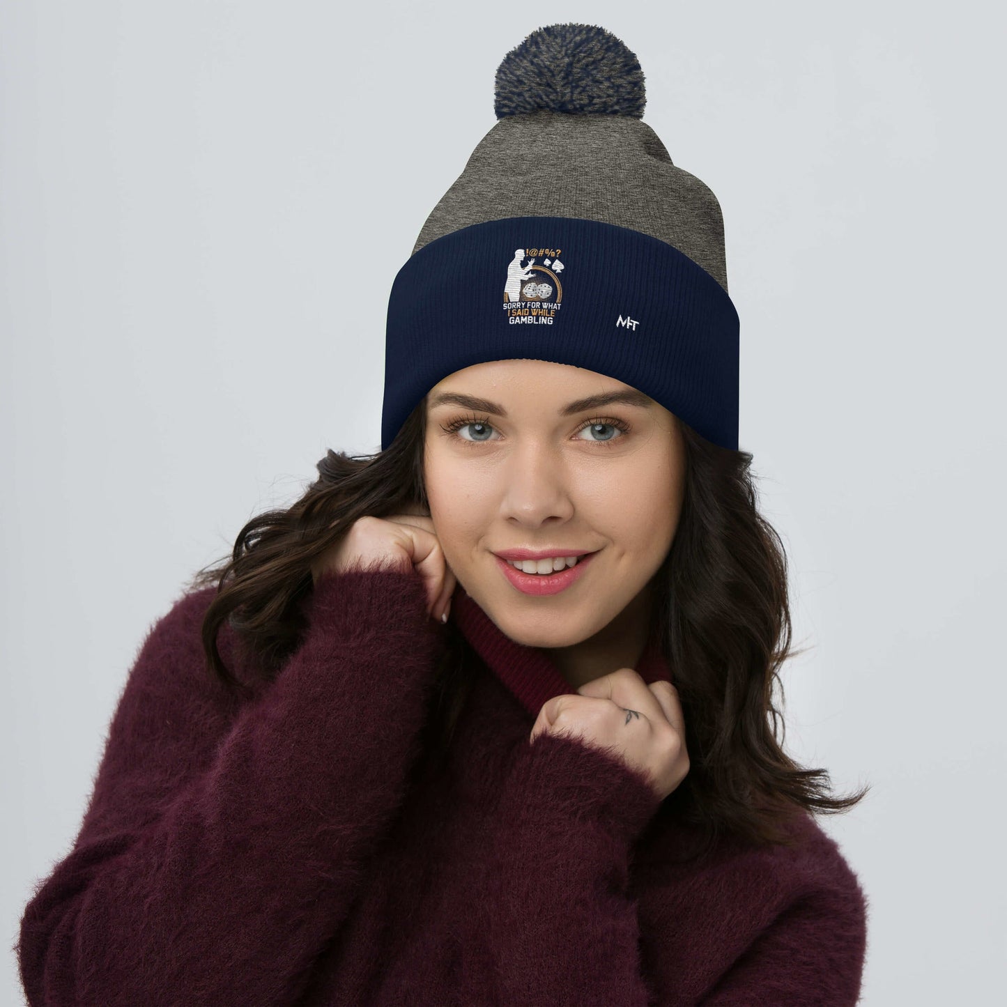 Sorry for what I Said while Gambling - Pom-Pom Beanie by DarkByteGear