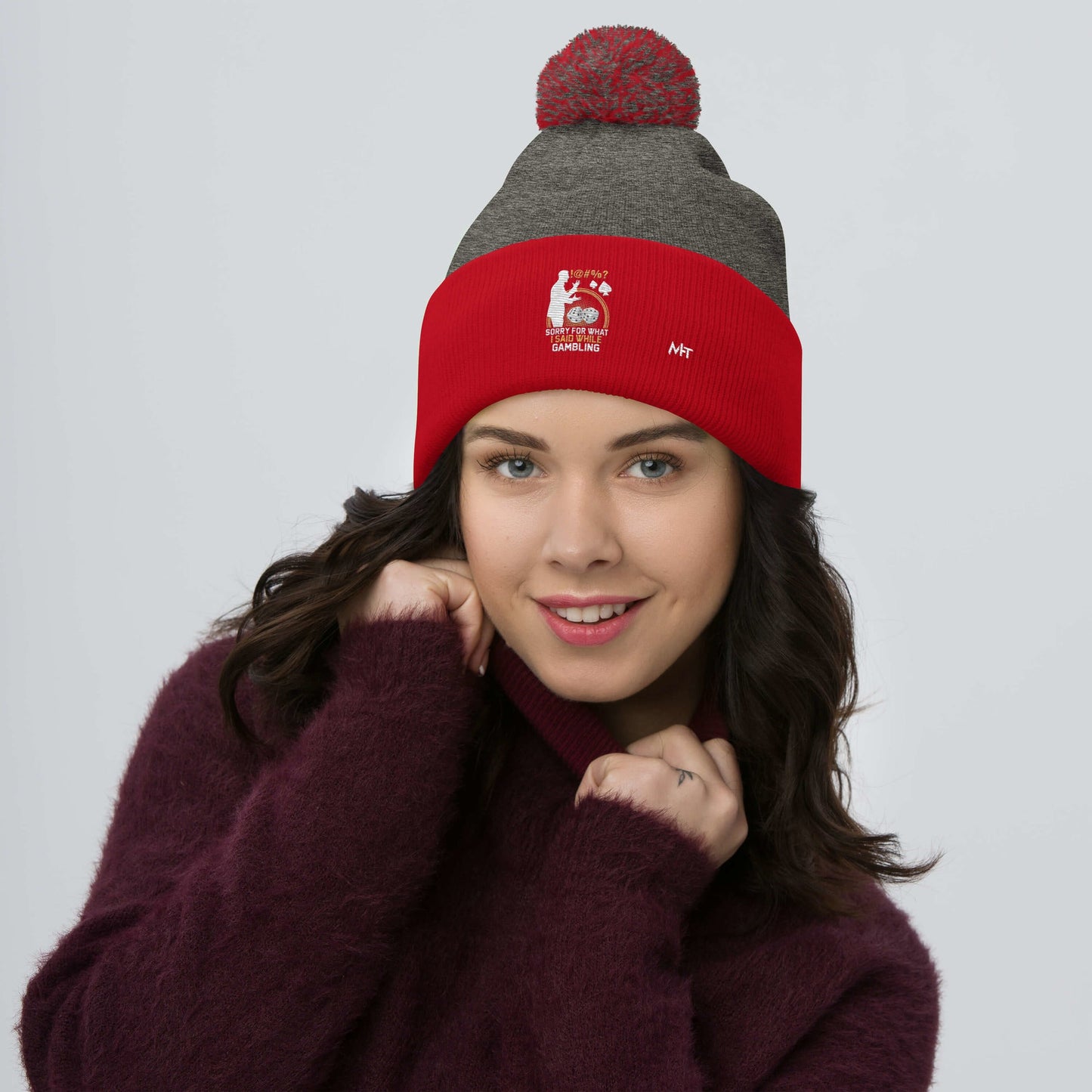 Sorry for what I Said while Gambling - Pom-Pom Beanie by DarkByteGear
