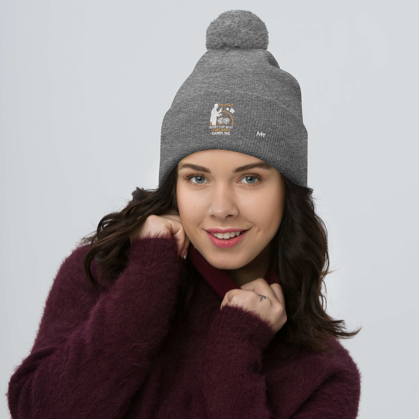 Sorry for what I Said while Gambling - Pom-Pom Beanie by DarkByteGear