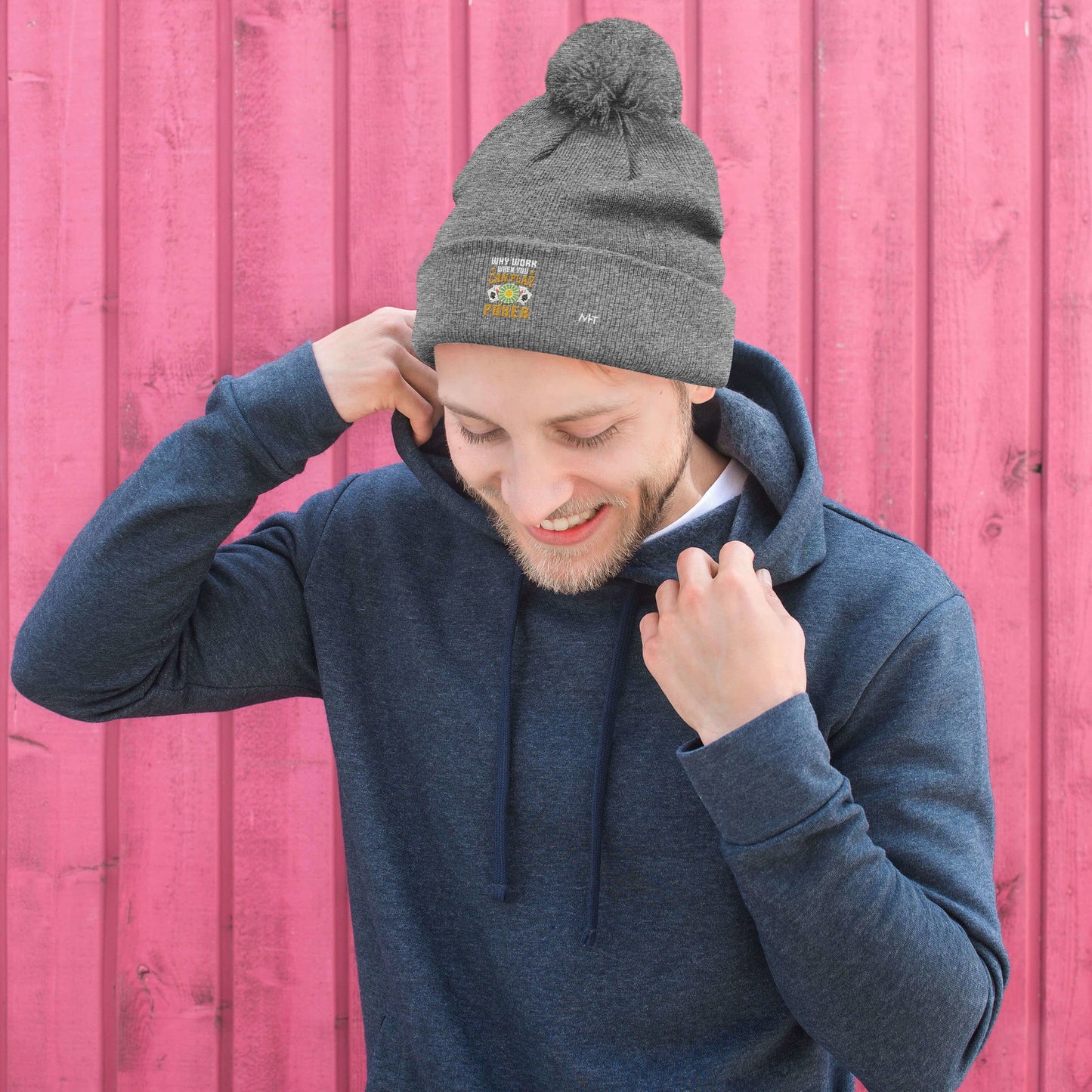 Why Work when you can Play Poker - Pom Beanie by DarkByteGear