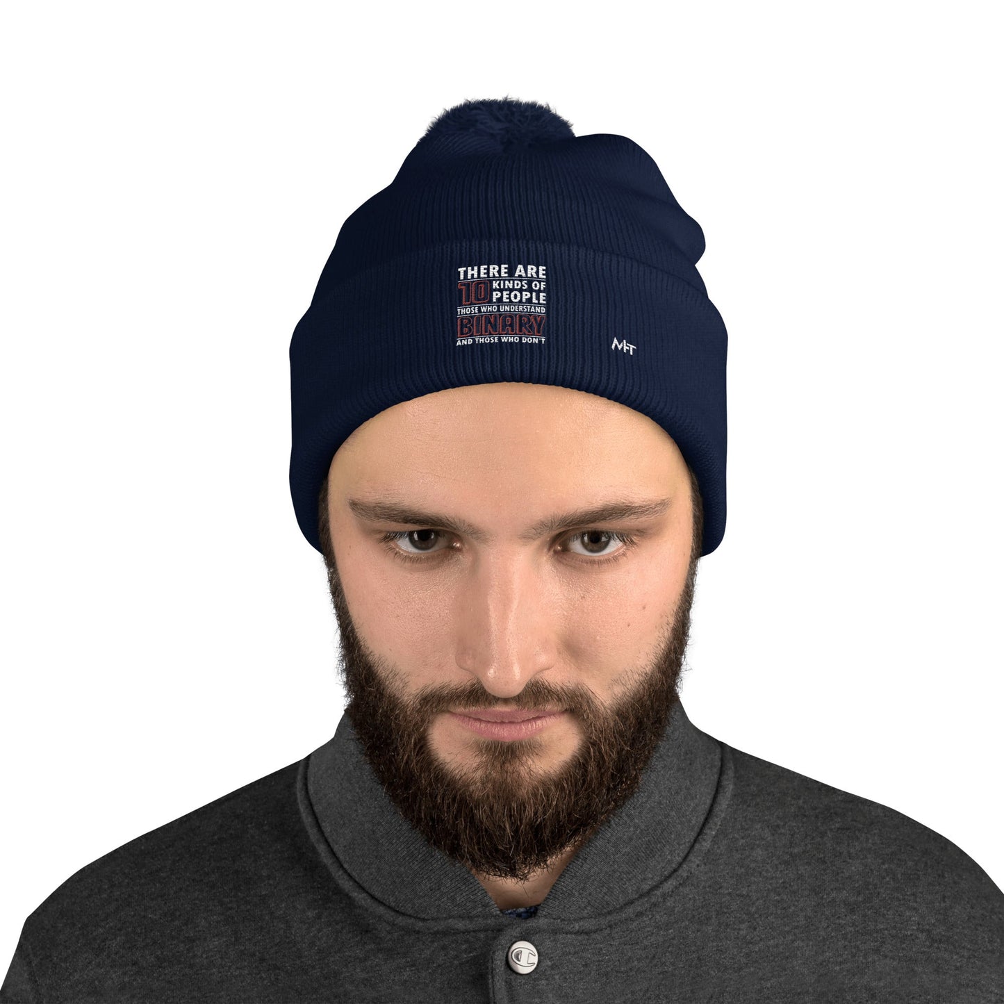 There are 10 kinds of People - Pom-Pom Beanie by DarkByteGear