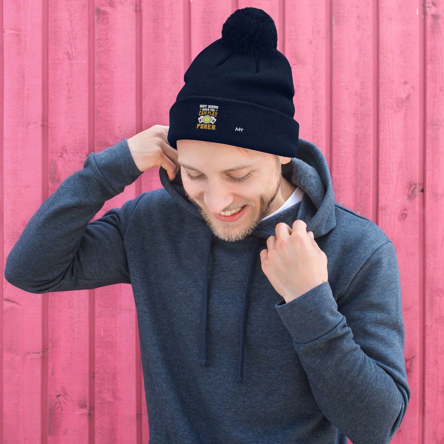Why Work when you can Play Poker - Pom Beanie by DarkByteGear