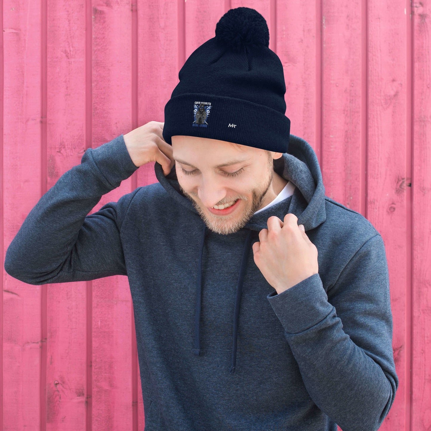 Cyber Security Blue Team V3 - Pom-Pom Beanie by DarkByteGear