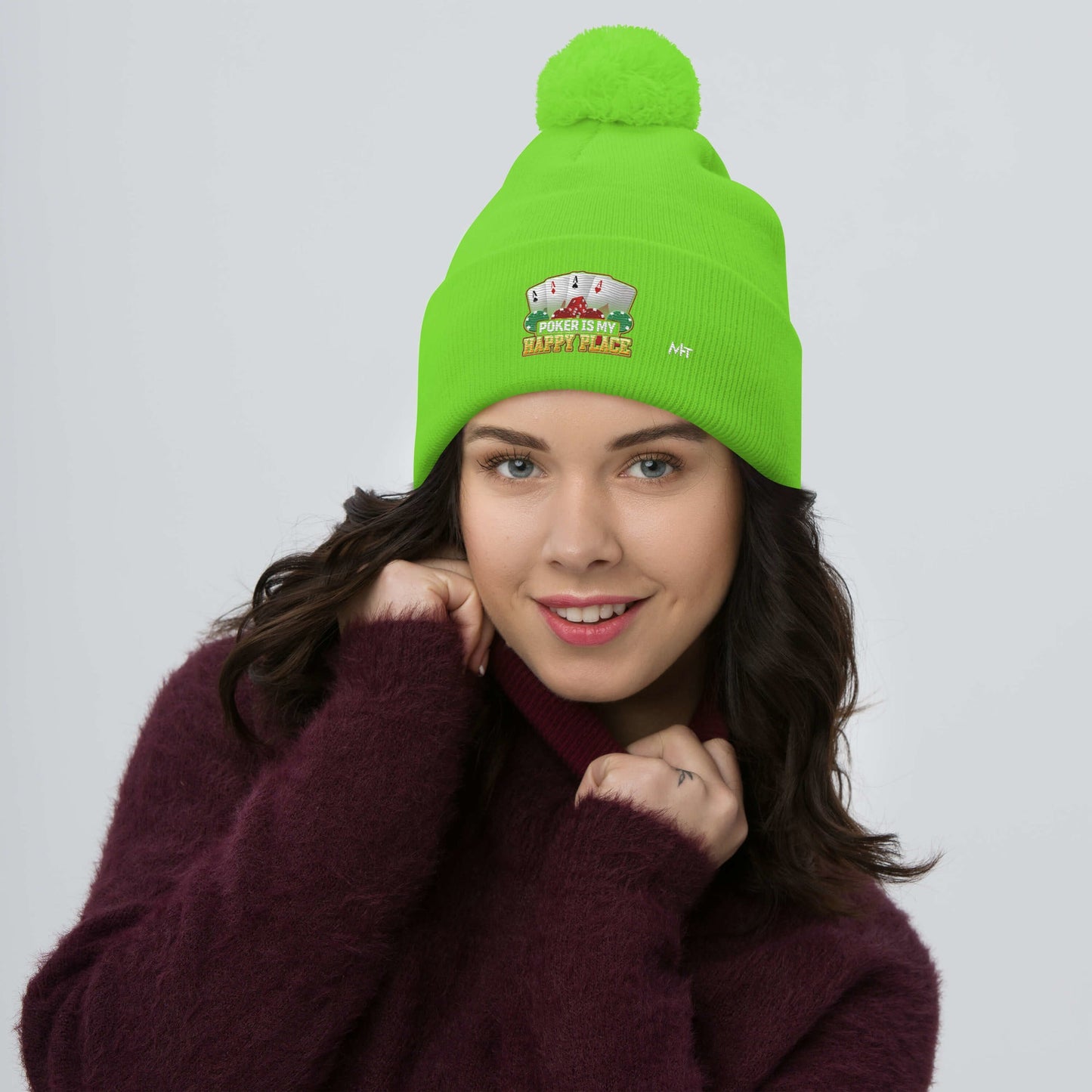 Poker Dad is like a Normal Dad but much Cooler - Pom-Pom Beanie by DarkByteGear