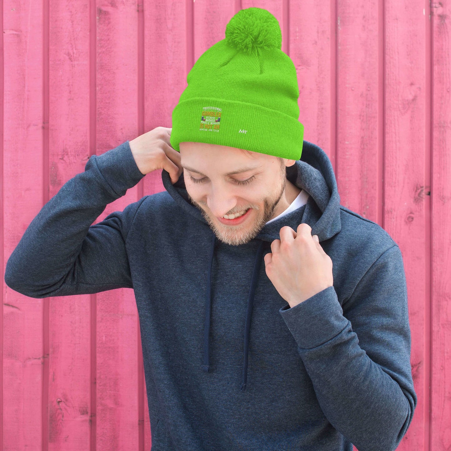 Professional Gambler because Badass Miracle Worker is an official Job Title - Pom-Pom Beanie by DarkByteGear
